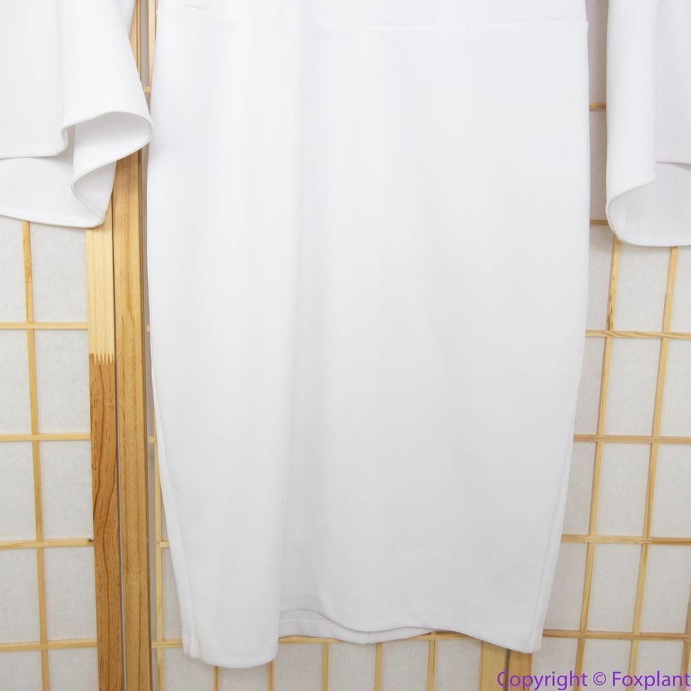 Eloquii White Midi Dress with Flared Sleeves - Picture 5 of 15
